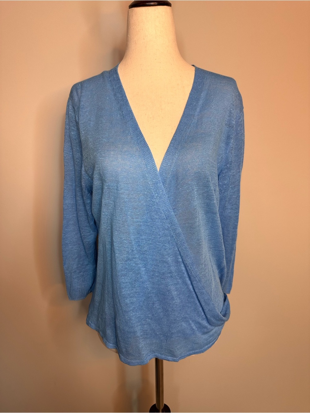 NWT sz PL Nic + Zoe 4 way linen blend convertible cardigan in blue jewel teal - Picture 3 of 12